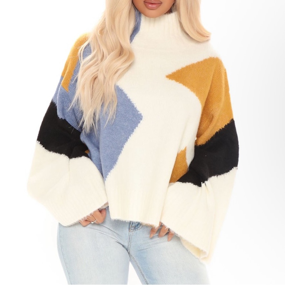 Fashion Nova Multicolor Cowl Neck Sweater
